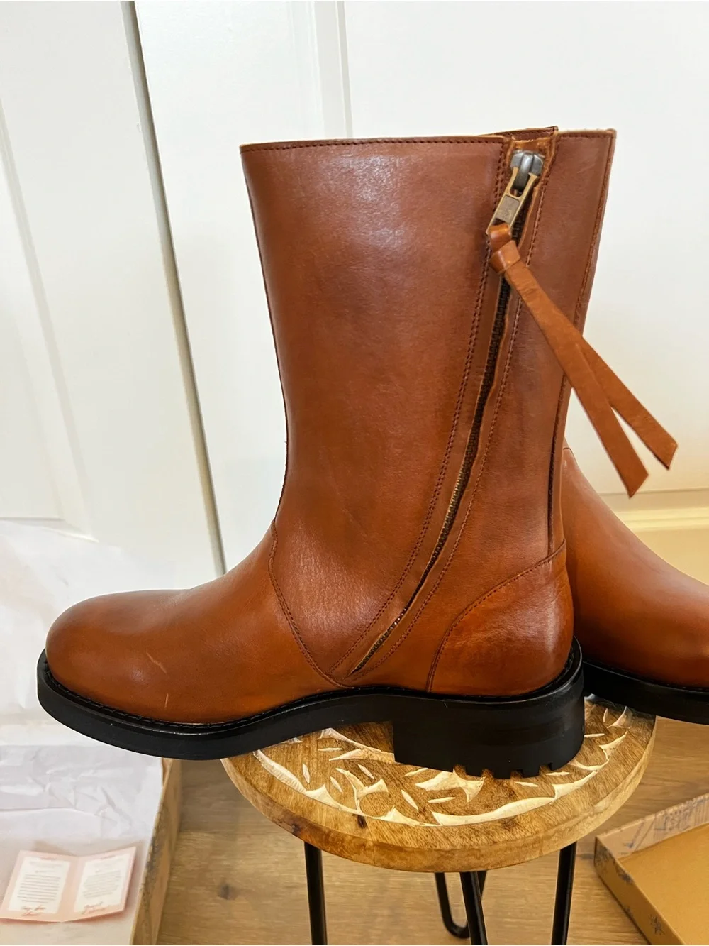 NIB Free people Bailey Brown Leather Mid-Calf Boots